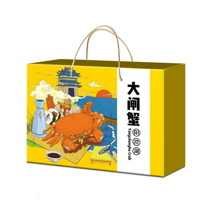 陽澄湖大閘蟹禮盒插畫設(shè)計